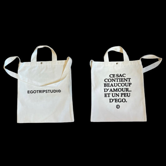 "BEAUCOUP D’AMOUR ET UN PEU D’EGO" BLACK & WHITE BAG